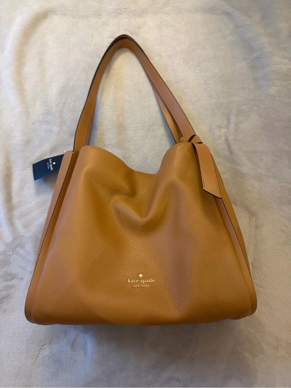 kate spade Cognac Pebbled Leather Shoulder Tote